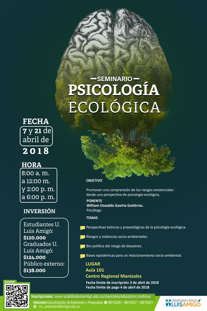 	SEMINARIO PSICOLOGIA ECOLOGICA. COMPRENSIONES DE LOS RIESGOS EXISTENCIALES