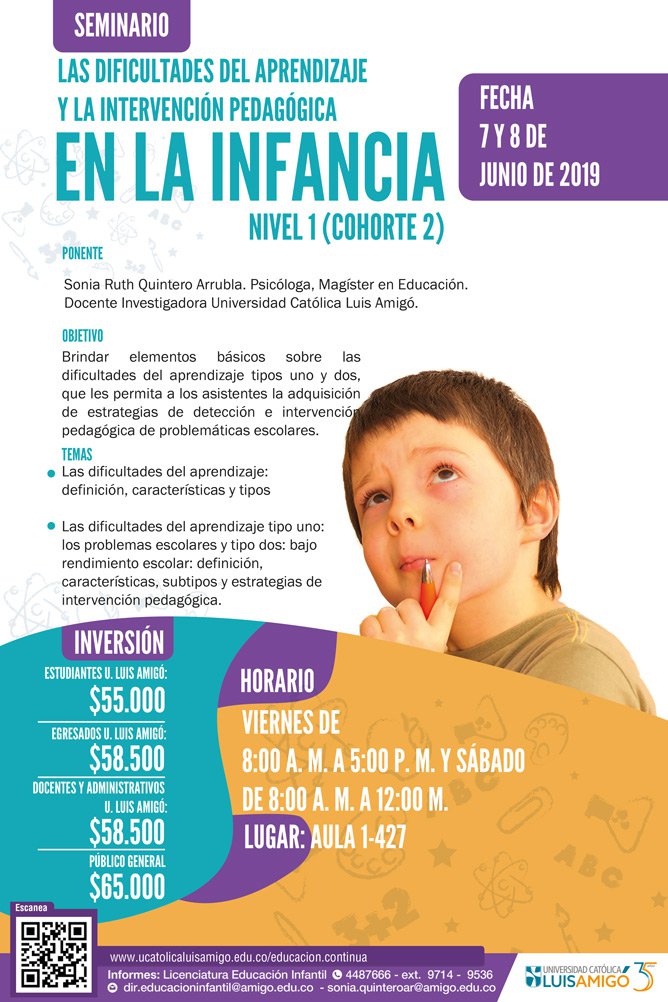Seminario las Dificultades del Aprendizaje y la Intervención Pedagógica en la Infancia Nivel I