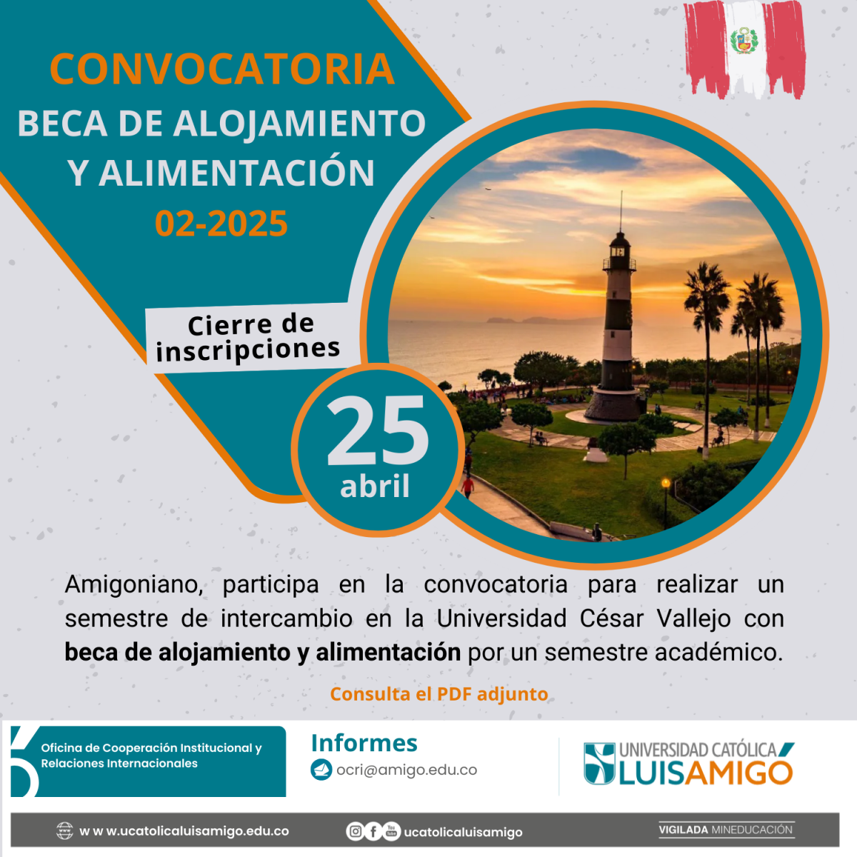 Beca de alojamiento y alimentación, Universidad Cesar Vallejo, Perú