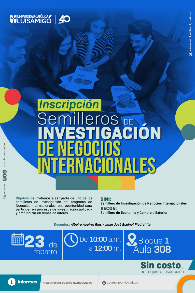 Inscripción a semilleros de investigación de Negocios Internacionales