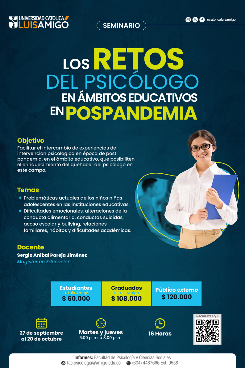 Seminario Los retos del psicólogo en ámbitos educativos en pospandemia