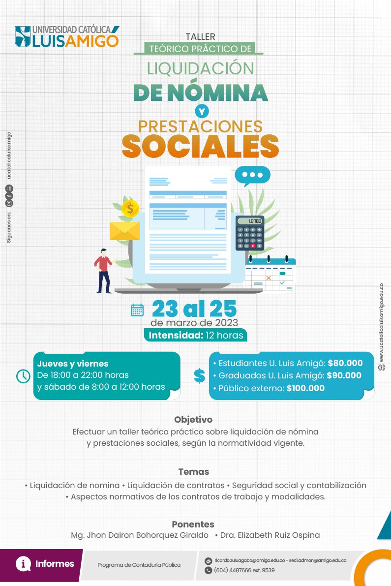 Taller práctico de liquidación de nómina y prestaciones sociales