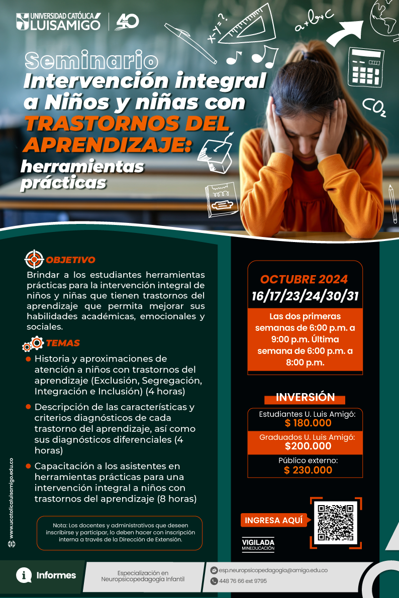Seminario Intervención integral a niños y niñas con trastornos del aprendizaje: herramientas prácticas