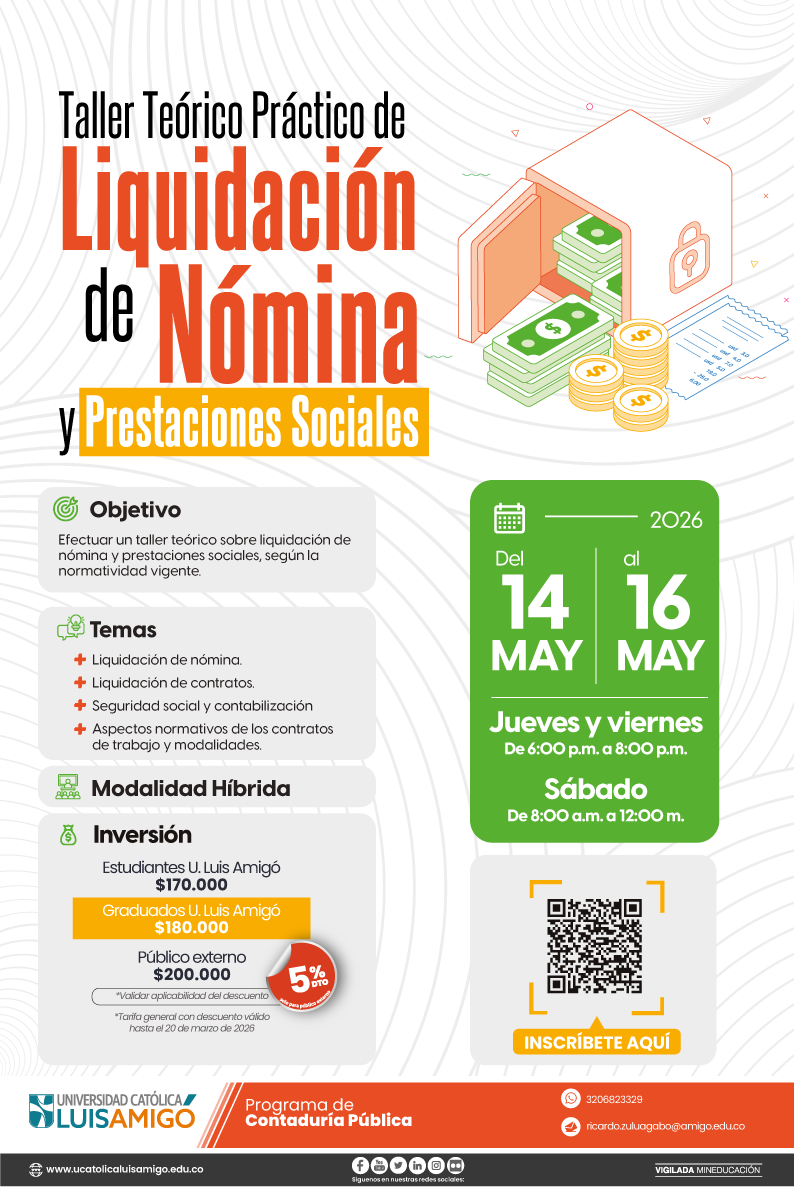 Taller teórico practico de liquidación de nómina y prestaciones sociales Hacer clic para indicarle a Correo de Universidad Católica Luis Amigó que esta conversación es importante