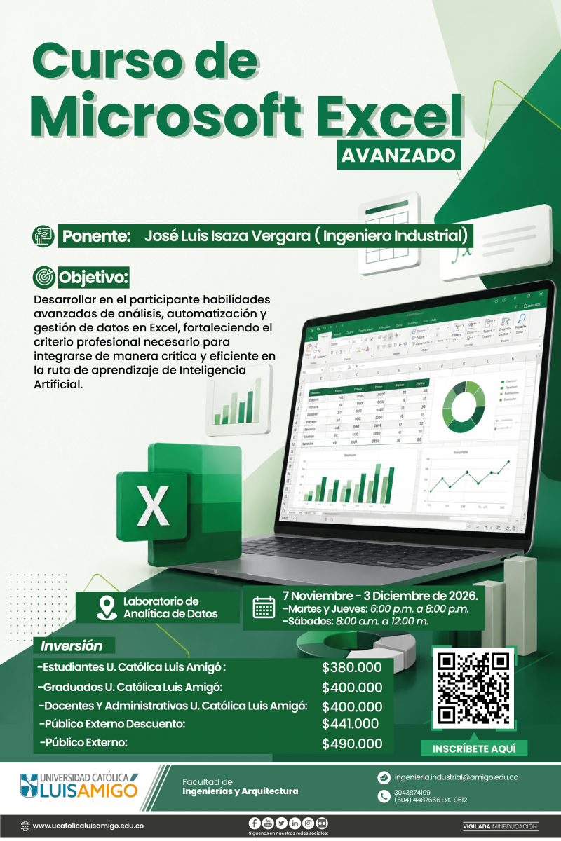 Curso de Microsoft Excel Avanzado, Universidad Católica Luis Amigó
