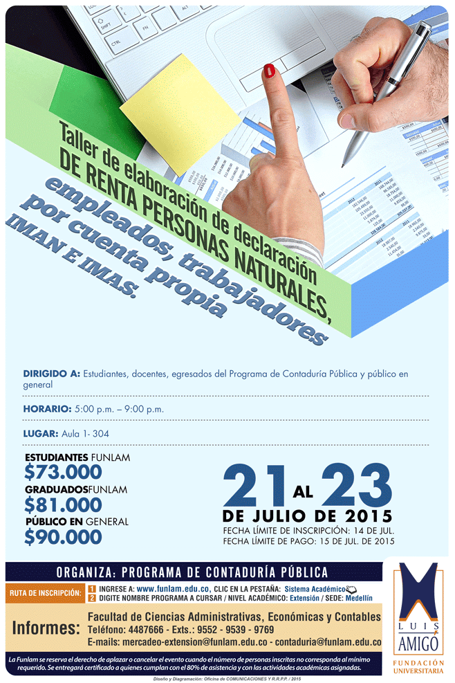 Taller de Elaboración de Declaración de Renta Personas Naturales, Empleados, Trabajadores por Cuenta Propia, IMAN e IMAS