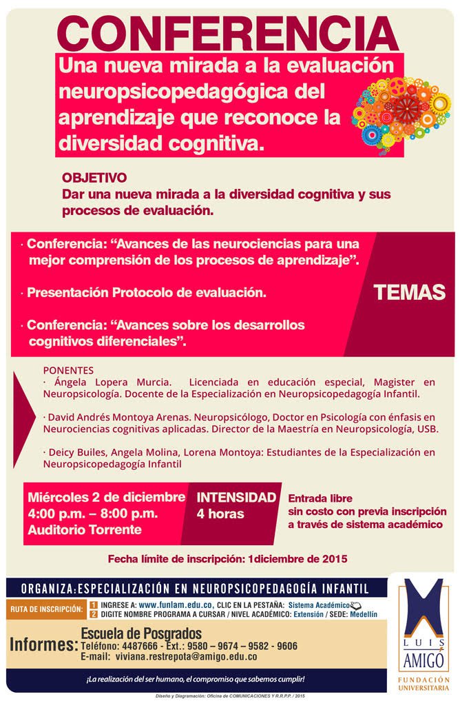 Conferencia "Una nueva mirada a la evaluación neuropsicopedagógica del aprendizaje que reconoce la diversidad cognitiva"