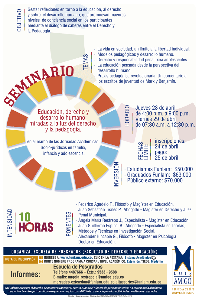 Seminario Educación derecho y desarrollo humano: miradas a la luz del derecho y la pedagogía