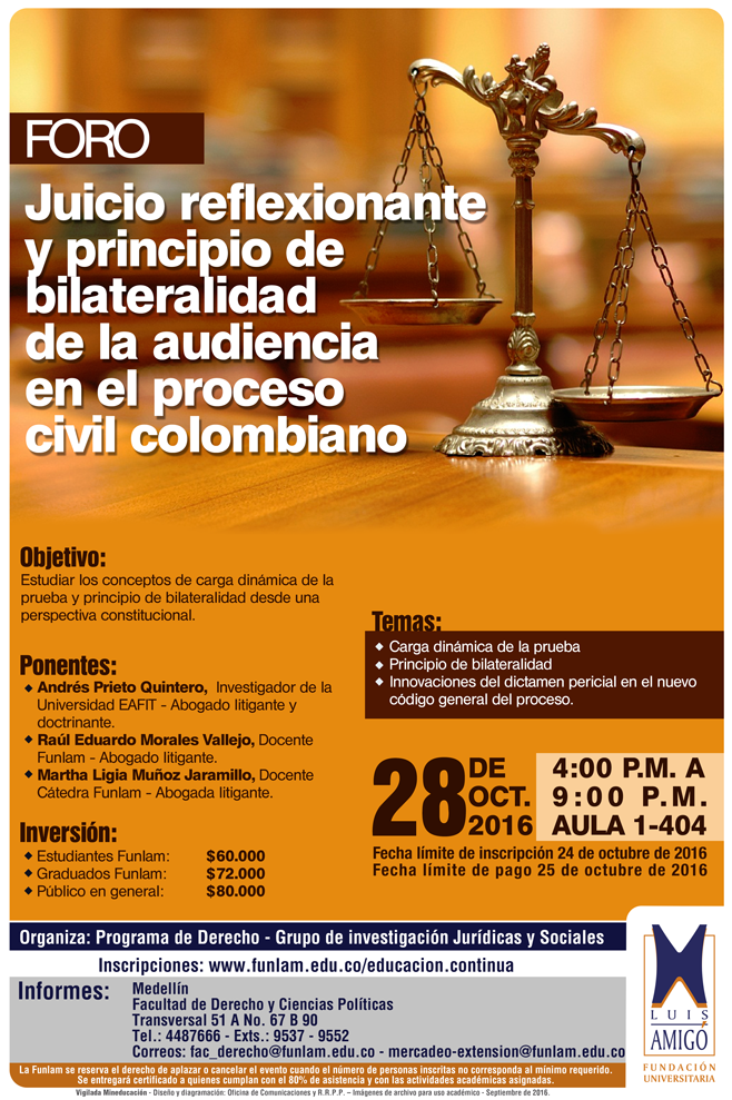 Foro Juicio reflexionante y principio de bilateralidad de la audiencia en el proceso civil colombiano