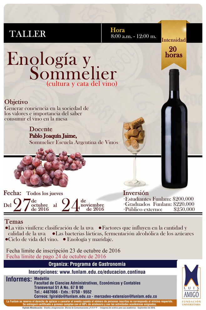 Taller de enología y sommelliere (cultura y cata del vino)