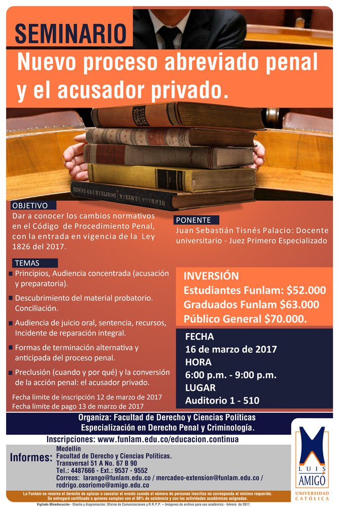 SEMINARIO NUEVO PROCESO ABREVIADO PENAL Y EL ACUSADOR PRIVADO