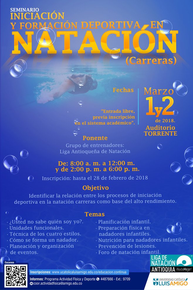 Seminario iniciación y formación deportiva en Natación