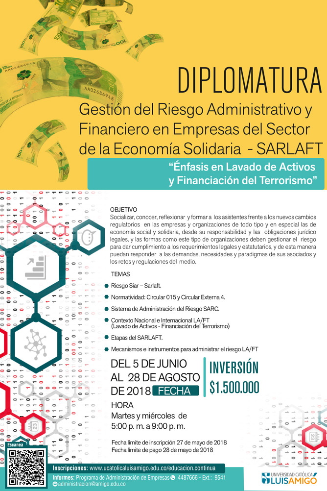 Diplomatura en Gestión del Riesgo Administrativo y Financiero en empresas del sector de la economía solidaria, con énfasis en lavado de activos y financiación del terrorismo