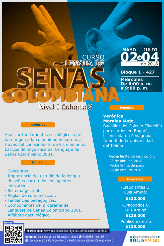 Cursos  Lengua de Señas Colombiana, nivel I, cohorte 2