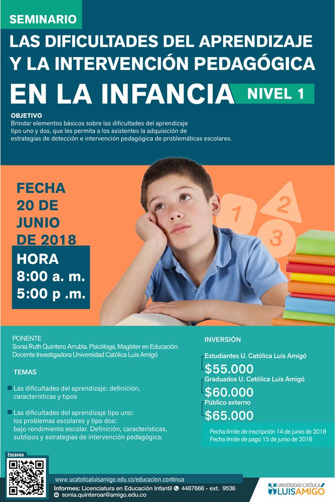 Seminario Las dificultades del aprendizaje y la intervención pedagógica en la infancia