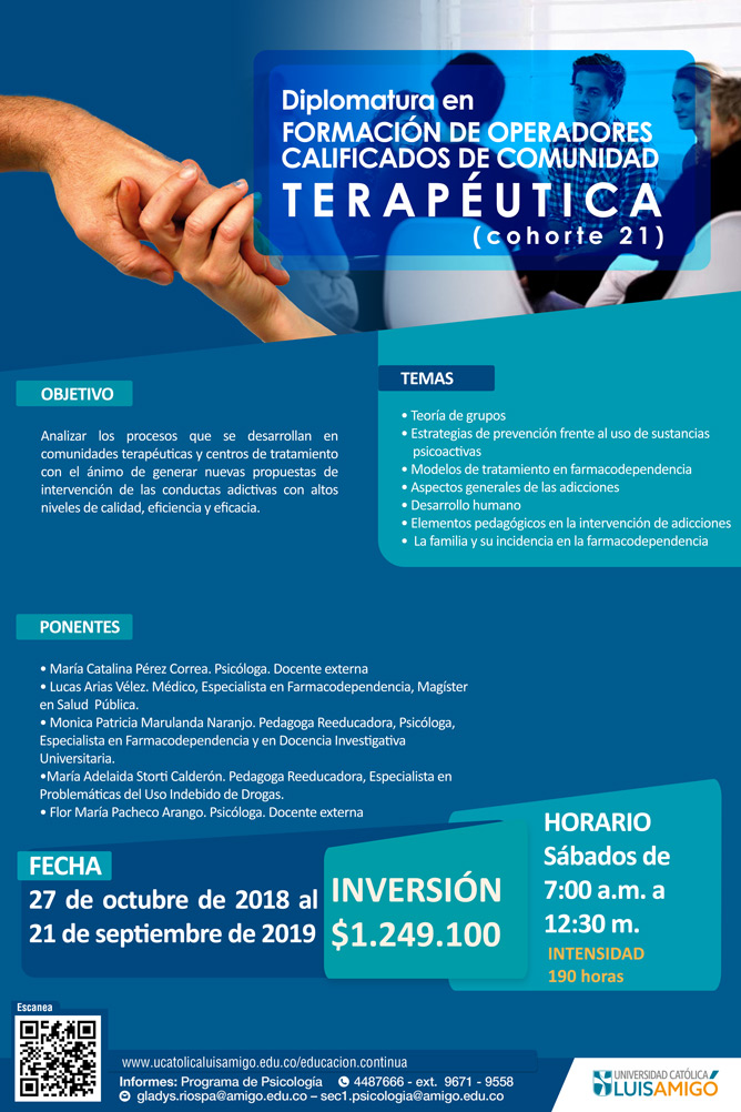 Diplomatura Formación de operadores calificados de comunidad terapéutica