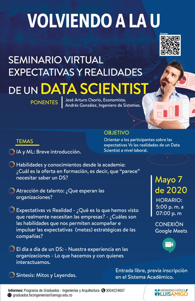 VOLVIENDO A LA U. SEMINARIO VIRTUAL EXPECTATIVAS Y REALIDADES DE UN DATA SCIENTIST