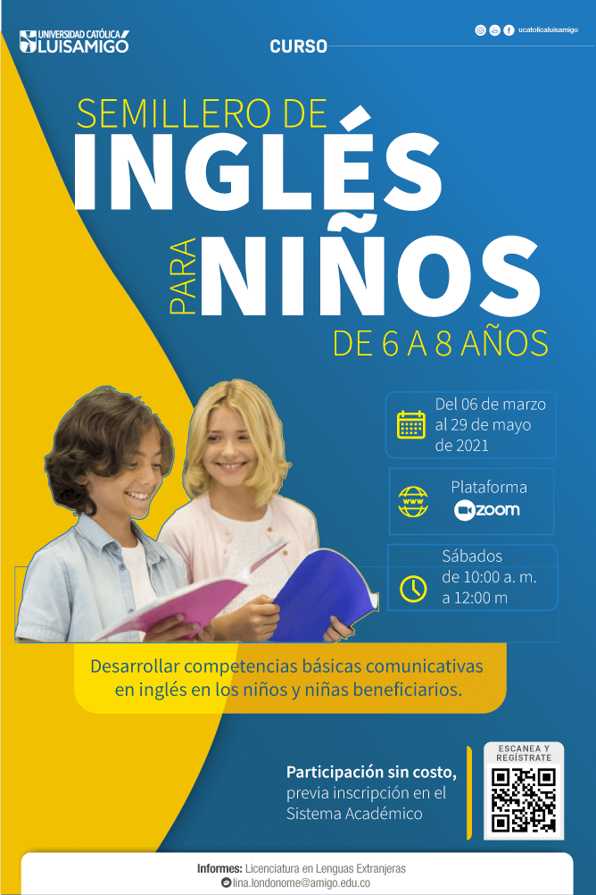 SEMILLERO DE INGLES PARA NIÑOS DE 6 A 8 AÑOS