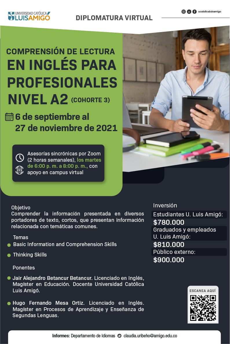 Diplomatura virtual comprensión de lectura en inglés para profesionales - Nivel A2